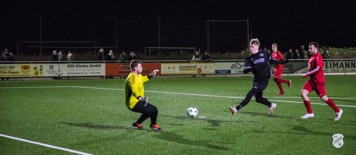 Da isser: Finn-Ole Tammeus erzielt seinen ersten Treffer im FCL-Trikot. FCL-Bild: Reiner Poets